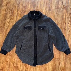 Free People Ruby Jacket Gray Button Front Utility Shacket Oversized Small